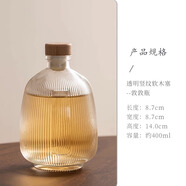 瓷牌茗茶具（cipaiming teaset）夏日圍爐冰茶功夫茶具配件家用客廳大容量泡茶壺果汁飲料杯子套裝 透明豎紋軟木塞敦敦瓶（400ML)