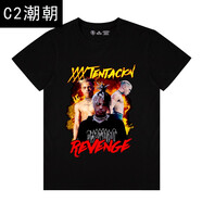 C2潮朝2pac潮牌聯(lián)名Travis人像tupac短袖xxxtentacionT恤男嘻哈碧梨衣服 黑色/M S