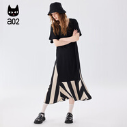 a02氣質(zhì)設(shè)計(jì)感黑色連衣裙2024新款女夏季短袖寬松T恤裙夏裝長(zhǎng)裙 黑色 S