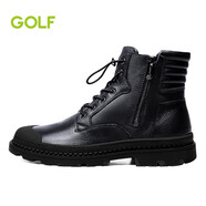 GOLF高爾夫冬季加絨保暖男靴套筒戶(hù)外工裝鞋高幫靴子男雪地棉鞋馬丁靴 藍(lán)色 40