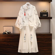 佐緋絡(luò )大碼女裝2024春季古裝女中國風(fēng)漢服連衣裙胖妹妹顯瘦兩件套裝 衛衣+半身裙兩件套 L 建議101-115斤