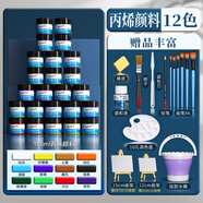 蒙瑪特(Mont Marte)丙烯顏料套裝瓶裝 手繪涂鴉墻繪t恤diy丙烯畫 100ml常用12色含工具SX-MSCH100-12PJ美術(shù)寫生