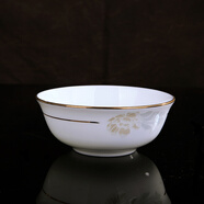 錦秋堂 景德鎮(zhèn)陶瓷器 家用骨瓷碗 散件單買任意組合不燙手手工鑲金邊 4英寸口湯碗