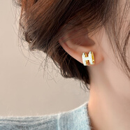 伊燦日韓輕奢字母H滴釉耳釘女小眾設計感高級耳環(huán)2025年新款爆款耳飾  白色