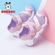 巴布豆（BOBDOG）童鞋女童包頭沙灘鞋夏季軟底時尚兒童涼鞋 105532008 嫩粉/粉紫27