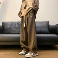 皮爾卡丹（pierre cardin）廓形cityboy山系褲子男褲子新款2024爆款 網(wǎng)紅 最新款褲子男潮流 咖啡色 XL