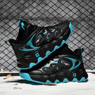 歐邁捷特大碼男鞋秋冬季加絨高幫運動(dòng)鞋46男士加厚休閑鞋48棉鞋子 黑青藍 四季款6678 45