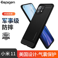 Spigen 適用小米11手機(jī)殼 全包防摔保護(hù)套mi11軟硅膠磨砂外殼小米11手機(jī)套新款男士潮商務(wù) 小米11【碳纖維紋黑色】