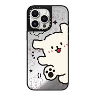 聯(lián)名白色線(xiàn)條小狗明星同款適用iPhone15promax手機殼蘋(píng)果16 白色線(xiàn)條小狗黑框鏡面 IPhone15ProMax