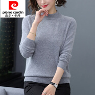 皮爾卡丹（pierre cardin）市毛絨衫女式中年媽媽裝半高領(lǐng)毛衣寬松毛毛打底衫 灰色 4XL 建議150-165斤