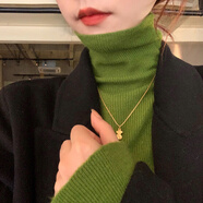 妃麗慕尚高領(lǐng)打底毛衣女秋冬裝韓版洋氣堆堆領(lǐng)針織衫修身內(nèi)搭長袖上衣服潮 8208牛油果綠 M