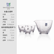TOYO-SASAKI GLASS【品牌官旗】日本進(jìn)口東洋佐佐木玻璃公道杯茶具分茶器錘目紋公杯 水晶公杯+和風(fēng)品茗杯*3