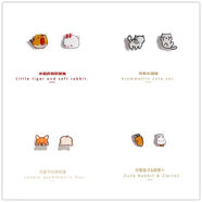 【組合套裝】耳釘銀針耳夾無(wú)耳洞女ins超萌甜美兒童學(xué)生韓版簡(jiǎn)約 A-虎兔+柯基+兔蘿卜+貓咪 925銀針