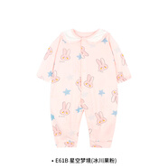 衣拉拉夏季女童薄款連體衣長(cháng)袖嬰兒純棉爬服寶寶哈衣寶寶夏天衣服全棉 星空夢(mèng)境(閉)(冰川果粉) 80碼/建議身高70cm