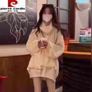 皮爾卡丹（pierre cardin）小個(gè)子中長(cháng)款圣誕紅色針織毛衣女秋冬季2025新款加厚慵懶寬松上衣 米白色毛衣中長(cháng)款【設計感/軟糯 2XL 65/70kg