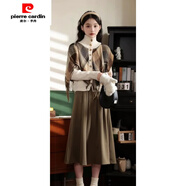 皮爾卡丹（pierre cardin）小個(gè)子格紋流蘇披肩毛衣女潮韓版設(shè)計(jì)感小眾不規(guī)則針織開衫假兩件 白色 均碼 【建議90斤-140斤】