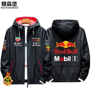 英棠f1紅牛隊服  方程式賽車紅牛本田賽事紀念車隊服定制夾克外套秋冬 加棉黑紅1 XXXXXL