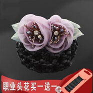 曲美思職業(yè)頭花網(wǎng)兜韓國(guó)飾品護(hù)士空姐銀行發(fā)網(wǎng)工作盤頭發(fā)夾子女舞蹈考級(jí) 全紫色074
