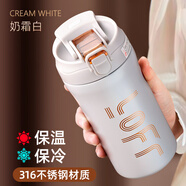SZTAA美式咖啡杯316不銹鋼保溫杯女學(xué)生高顏值水杯男便攜隨行杯雙飲杯 簡(jiǎn)約白600ml