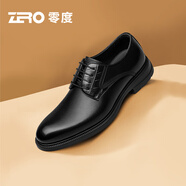 零度尚品Zero男鞋商務(wù)正裝皮鞋男士系帶休閑鞋百搭透氣鞋子男牛皮婚鞋耐磨 黑色 38