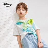 迪士尼（DISNEY）男童短袖T恤透氣排汗六一兒童節(jié)卡通半袖上衣25夏DB511AA23白100