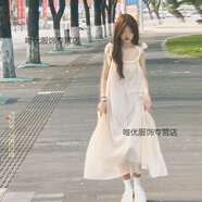 琪可朵（CHIC DOLL）三亞度假釣系約會(huì )裙子音樂(lè )節法式白色吊帶連衣裙女海邊度假沙灘長(cháng) 米杏色吊帶裙 M 45/55kg