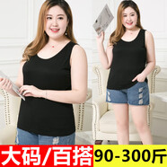 桑琴超特大碼短背心300寬松200斤胖mm加肥加大吊帶打底衫女 黑色莫代爾面料寬肩 常規款 4XL 建議140-170斤加肥大碼