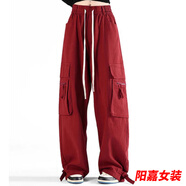 歌芬琳多巴胺穿搭一整套辣妹風(fēng)撞色短款短袖t恤女紅色工裝褲炸街兩件套 單/紅色褲子-學(xué)院風(fēng)女裝 S -學(xué)院風(fēng)女裝