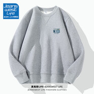JEANSWEST LIFE真維斯無(wú)帽衛(wèi)衣男春秋季寬松打底外套倒三角設(shè)計(jì)重磅圓領(lǐng)上衣男