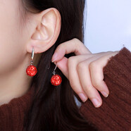 2021新款潮紅色適合過(guò)年的耳環(huán)耳飾本命年銀女耳釘新年耳 【10MM】紅色粗鉤款(925銀針)