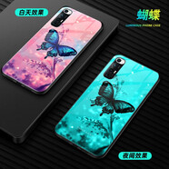 海岱 小米10s手機殼小米10s玻璃夜光全包防摔硅膠鏡面軟邊個(gè)性硬殼男女情侶款潮牌保護套 小米10s-蝴蝶-夜光-配膜