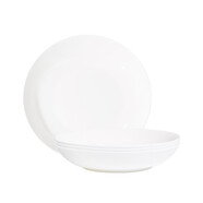 紅牡丹 純白骨瓷餐具陶瓷碗盤碟白色泡面碗家用米飯碗中式釉下彩碗筷 純白8英寸深盤4個裝