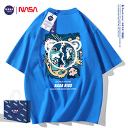 NASA GISSNASA潮牌聯(lián)名款 短袖t恤男2022夏季情侶潮流圓領體恤男寬松上衣服 NA3009克萊因藍 M  建議110-130斤