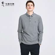 與狼共舞（DANCING WOLVES）【純棉親膚】翻領(lǐng)長(zhǎng)袖T恤男2024秋季新款商務(wù)休閑POLO衫 花灰004 170/88A/M