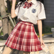 唐努烏【8件套】少女jk制服學(xué)生百褶裙襯衫校服正統半身學(xué)院風(fēng)傘狀裙子 草莓裙【8件套】 XS 【65-75斤】