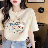 顏蓓薇2024短袖T恤女士夏季新款寬松棉圓領顯瘦簡約圖案印花韓版遮肉 06 S碼（建議80-95斤）