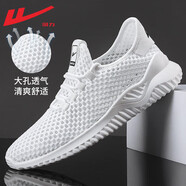 回力（Warrior）官方男鞋夏季透氣網(wǎng)鞋男士運(yùn)動鞋網(wǎng)眼鏤空休閑跑步鞋子男白色40