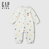蓋璞Gap嬰兒2025冬季新款小熊開襠長袖連體衣兒童裝包屁衣爬服829313 象牙白 66cm (3-6月)亞洲尺碼