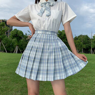 HERAGAIA川町香jk制服百褶半身格裙2025夏套裝格子正版學(xué)院風(fēng)學(xué)生校服短裙 01白冥格裙+短袖襯衫+領(lǐng)結 S （推薦80斤-90斤）