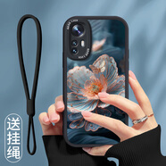 屹川 適用小米12/x/12s手機(jī)殼 MI12PRO/SPRO全包防摔sultra網(wǎng)紅ins風(fēng)新款皮紋硅膠軟殼繽紛郁金香女款 【酷炫黑】落蝶牡丹-贈保護(hù)膜+掛繩 小米12PRO(SPRO)