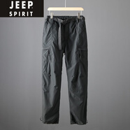 JEEP SPIRIT德國戶(hù)外防風(fēng)防水褲子男寬松直筒加絨加厚軟殼褲登山?jīng)_鋒褲男 黑色加絨冬 當天發(fā)貨 加絨 L (120-140斤)