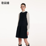 歌莉婭小香風(fēng)連衣裙女氣質(zhì)淑女高級感設計感娃娃裝a字背心裙1B9R4K4T0 00B黑色 L
