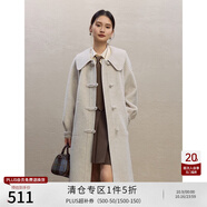 自巧（ZIQIAO）小個子學(xué)院風(fēng)雙面呢大衣女2023冬裝新款娃娃領(lǐng)中長款毛呢外套 淺米杏 XXS (1碼)