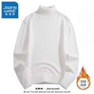 真維斯（Jeanswest）高領(lǐng)毛衣男秋冬季情侶加絨保暖長袖打底衫男士簡約百搭男裝 GY923 白色(加絨) L【建議110-130斤】