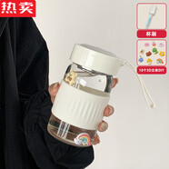 vieruodis德國進(jìn)口品質(zhì)玻璃杯耐高溫女夏天辦公室帶茶隔便攜高顏值 白色-+送 杯刷+3D貼紙  350ml