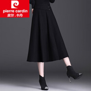 皮爾卡丹（pierre cardin）女裝加厚毛呢半身裙秋冬2025新款高腰顯瘦中長款大擺百褶a字垂 黑色 均碼 適合91-150斤