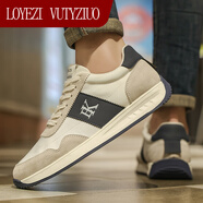 LOYEZI VUTYZIUO輕奢品牌男鞋2025夏季新款休閑鞋男防臭防滑運動鞋軟底阿甘小白鞋 米藍內(nèi)增高 40