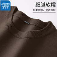 真維斯（JEANSWEST）毛衣男加絨加厚保暖上衣秋冬一體絨舒適百搭學(xué)生針織毛衣打底衫 咖啡色（加厚圓領(lǐng)毛衣） L(推薦110斤-130斤左右)