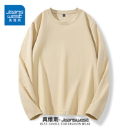 真維斯（JEANSWEST）純棉長袖t恤男士春秋冬季新款圓領(lǐng)純色打底衫男裝寬松薄款上衣服 淺卡其 純色 M