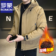 羅蒙（ROMON）秋冬加棉加厚外套男士青年棉衣服休閑連帽工裝款防風(fēng)夾克沖鋒衣男 M1120卡其色 3XL